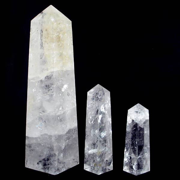 Appraisal: A group of four rock crystal table decorations height of