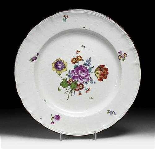 Appraisal: PLATE WITH FLORAL DECORATION Frankenthal circa Kurhut over CT Monogram