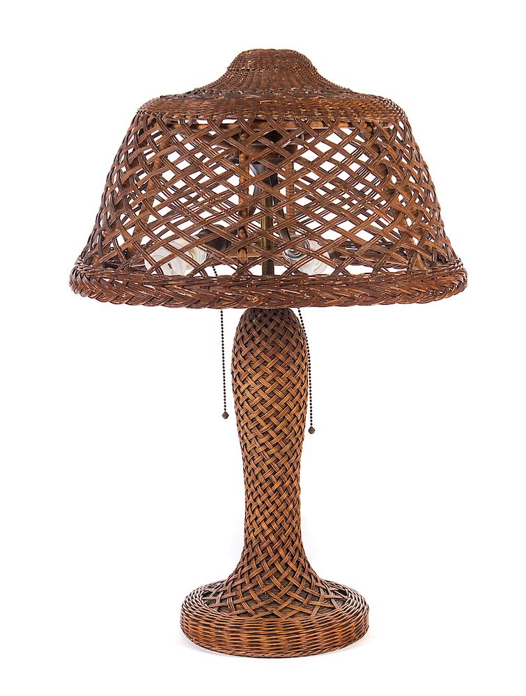 Appraisal: Early Heywood Wakefield Wicker Table Lamp Good original condition Please