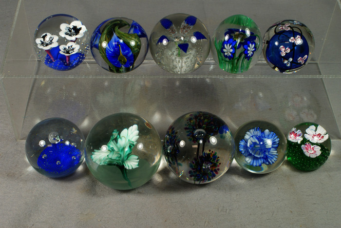 Appraisal: blown crystal paperweights all floral designs to d no damage