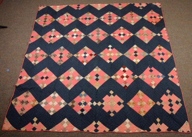 Appraisal: Antique Diamond Pattern Quilt Description Hand stitched No staining holes