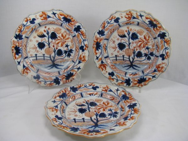 Appraisal: Three English Staffordshire Imari style plates circa Measures high by