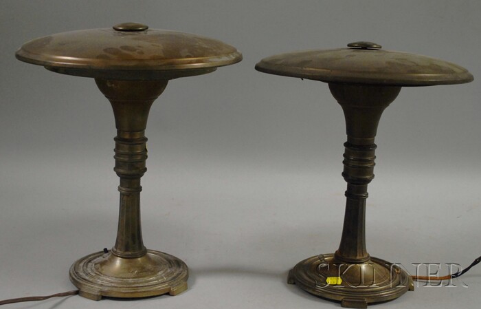 Appraisal: Pair of Art Deco Industrial Design Metal Table Lamps