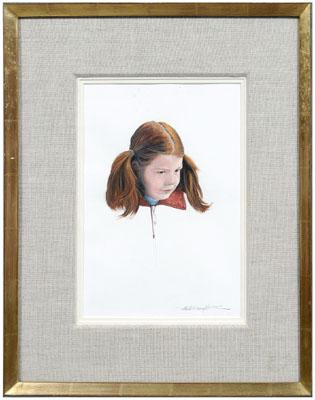 Appraisal: Neil Drevitso painting American born portrait of young red-headed girl