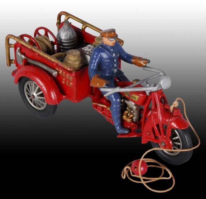 Appraisal: Cast Iron Hubley Crash Car Motorcycle Toy Description Correct blue