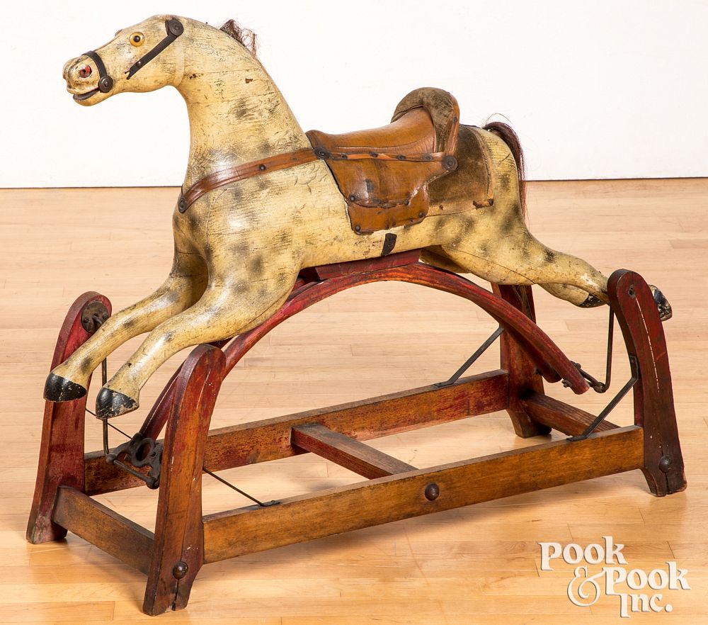 Appraisal: Carved and painted hobby horse late th c Carved and