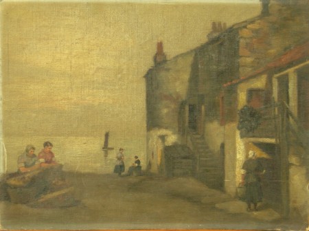 Appraisal: AGNES M COWIESON SCOTTISH FL - FISHERWOMEN ON THE QUAYSIDE