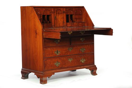 Appraisal: QUEEN ANNE SLANT-FRONT DESK Probably Philadelphia Pennsylvania ca figured walnut