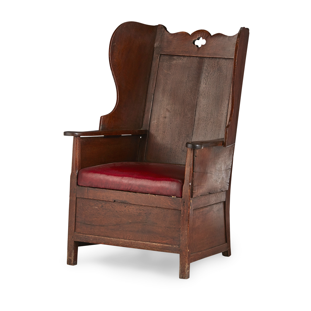 Appraisal: GEORGE III OAK LAMBING CHAIR LATE TH CENTURY of typical