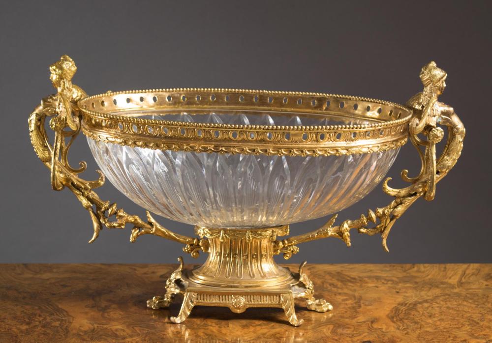 Appraisal: GILT BRONZE MOUNT CUT CRYSTAL CENTERPIECE BOWL in the manner