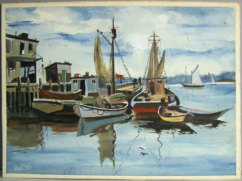 Appraisal: Ralph Boyd American th c watercolor harbor scene x