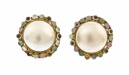 Appraisal: A Pair of Chanel Faux Pearl and Gripoix Earclips pale