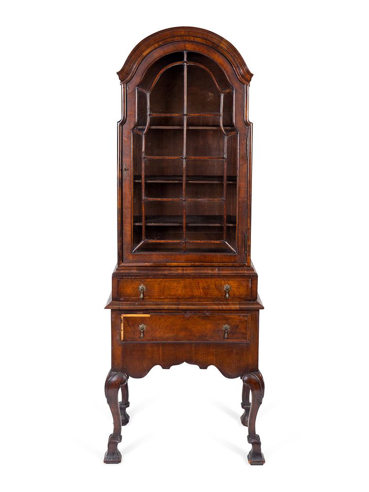 Appraisal: A William Mary Style Walnut Veneer Secretary Bookcase Height x