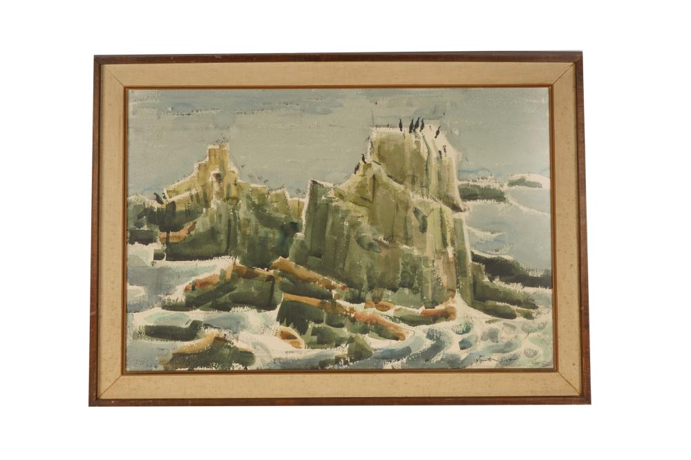 Appraisal: JANET SCOTT - CORMORANT ROCKS watercolor on paper signed lower