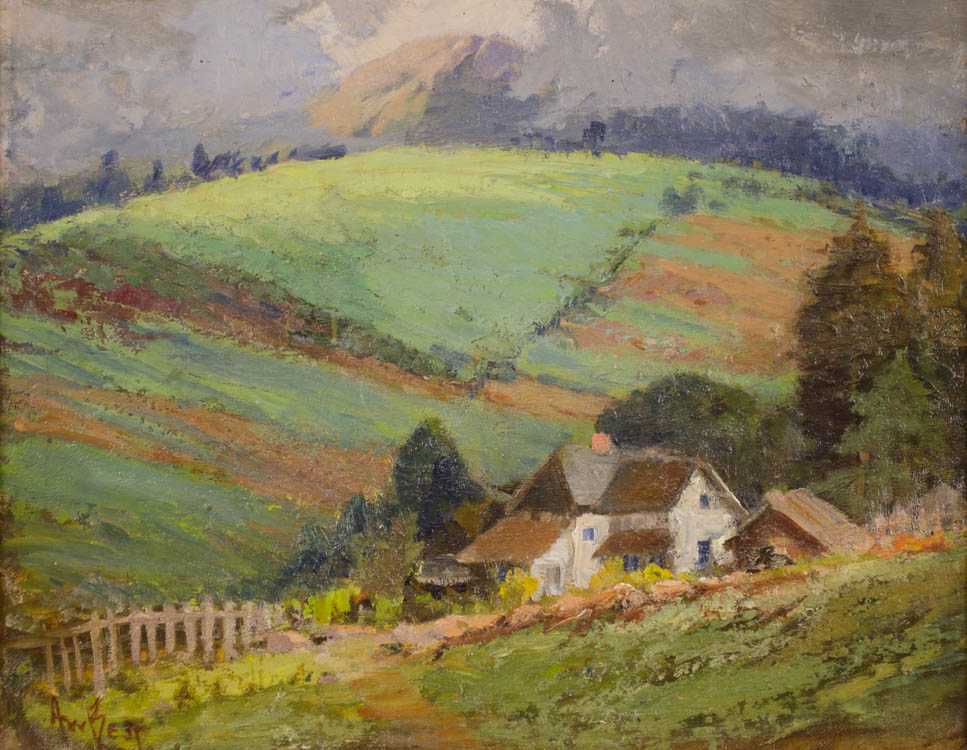 Appraisal: ARTHUR BEST OIL ON BOARD California Arizona Canada - Farmhouse