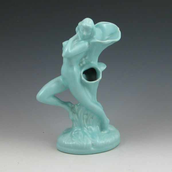 Appraisal: Metlox flower vase in turquoise semi-matte with nude figure Marked