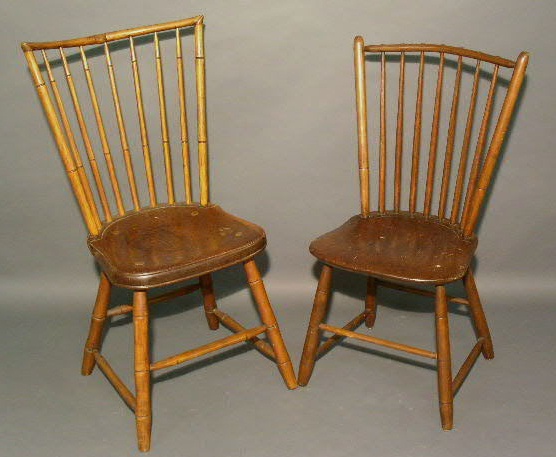 Appraisal: Pair of bamboo turned Windsor side chairs h x w