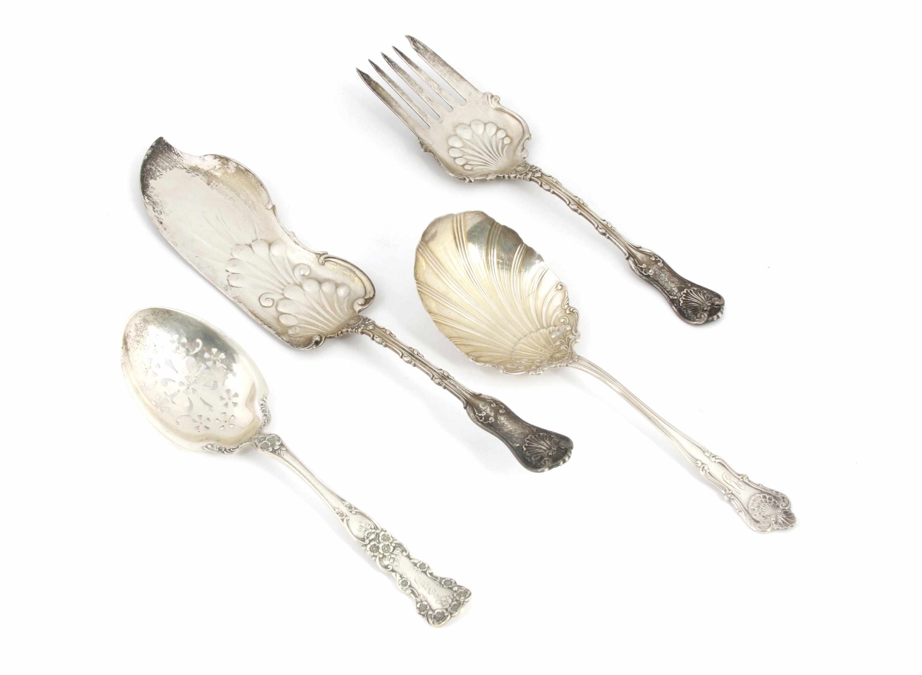 Appraisal: An assembled group American sterling silver serving flatware late th