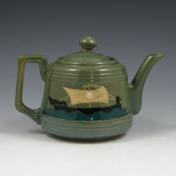 Appraisal: Weller Jap Birdimal teapot with Viking or Norse ships Signed