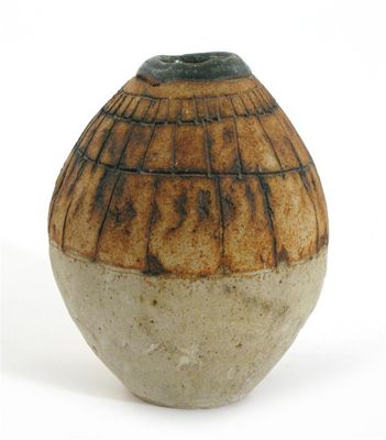 Appraisal: Bernard Rooke born a stoneware ovoid vase incised with bands