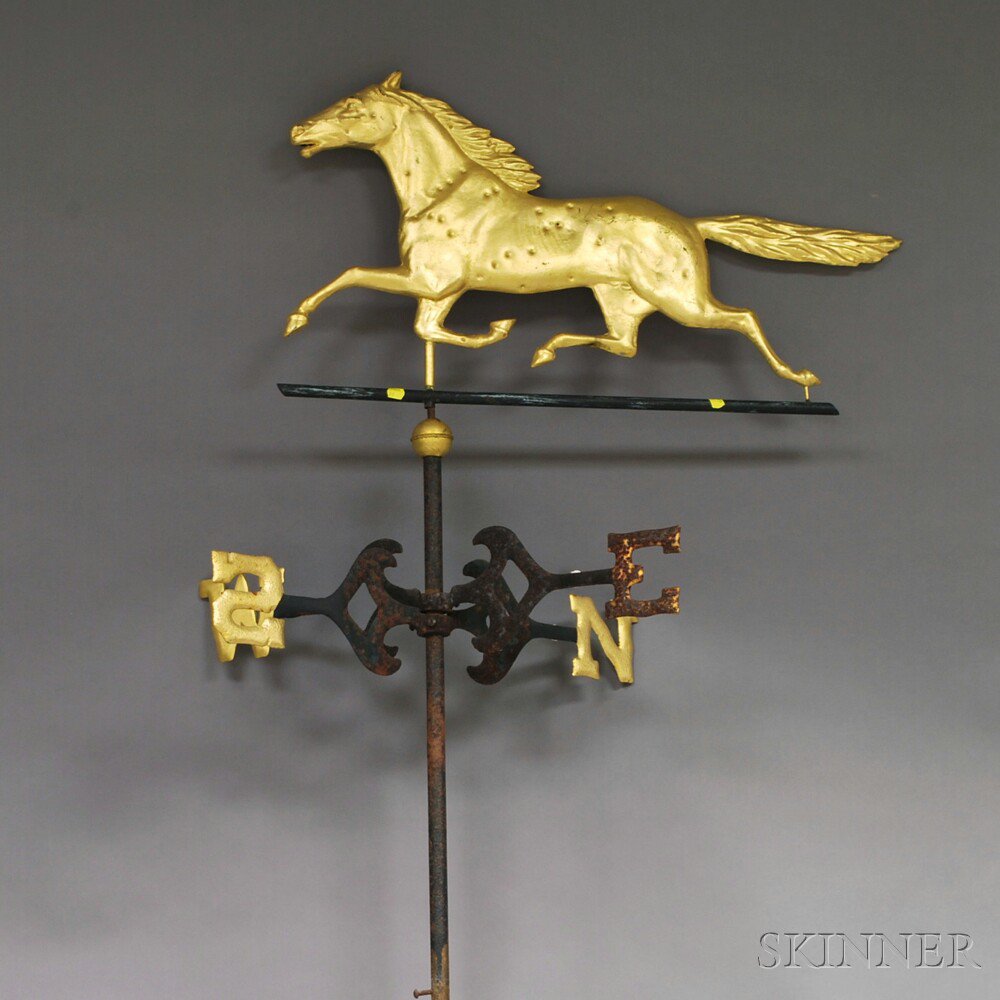 Appraisal: Gilt and Molded Copper Running Horse Weathervane th century with