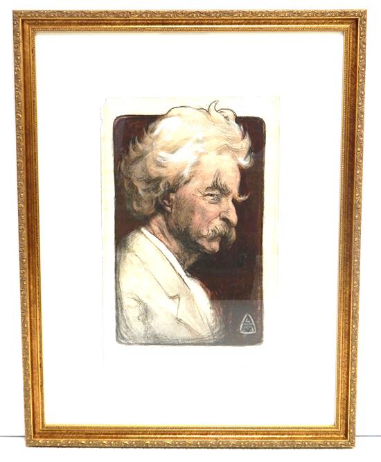 Appraisal: Leo Mielziner American - Portrait of Mark Twain offset lithograph