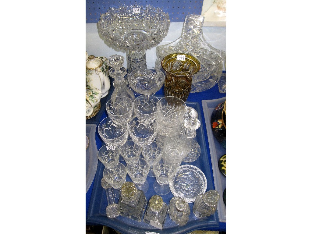 Appraisal: Lot comprising assorted glassware - scent bottles decanters glasses baskets