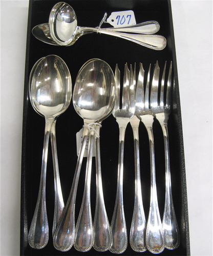 Appraisal: FRENCH CHRISTOFLE SILVER PLATED SERVING PIECES Mal Maison pattern total