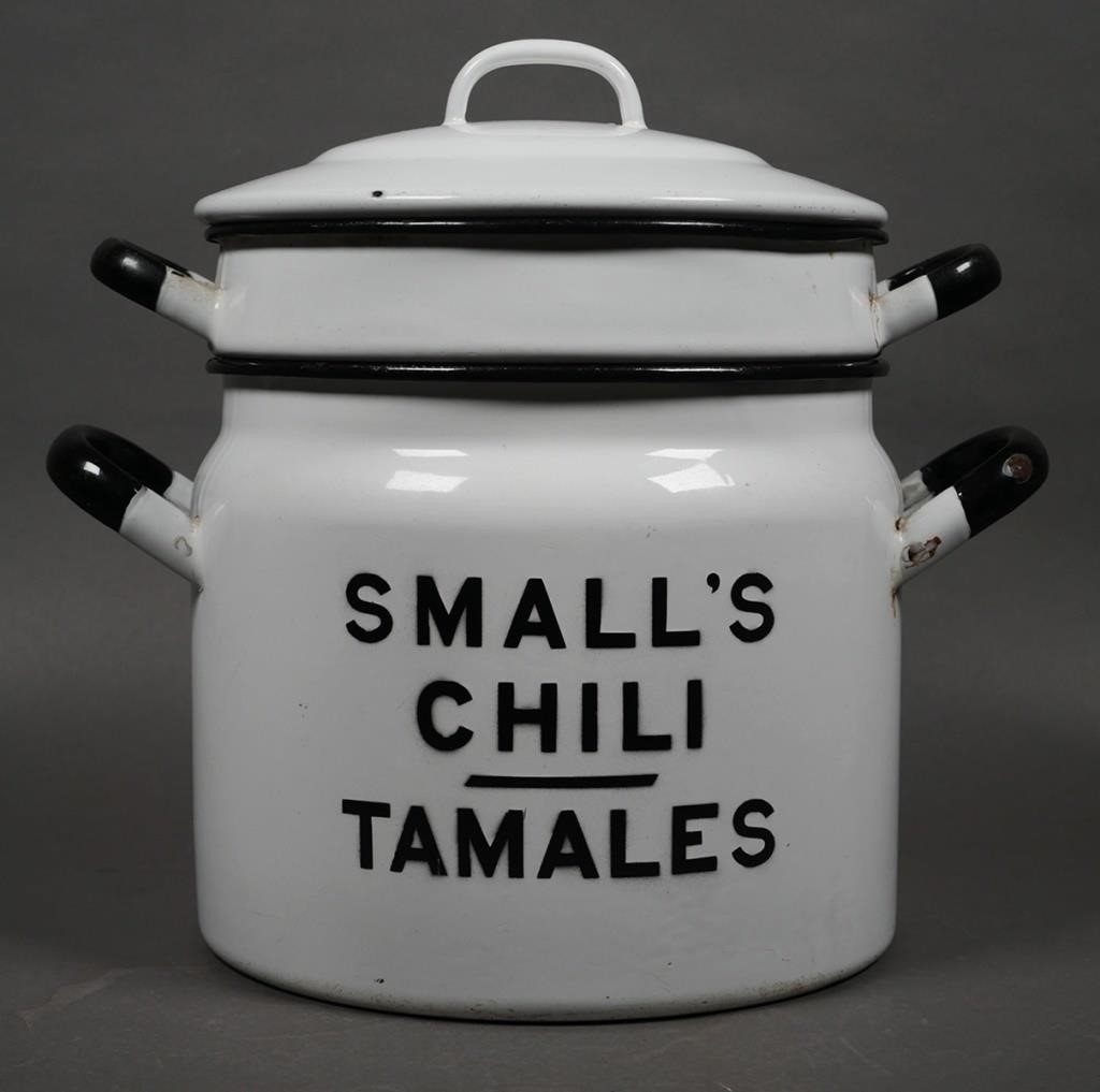 Appraisal: Small's Chili Tamales porcelain enamelware Boiler measures in height x