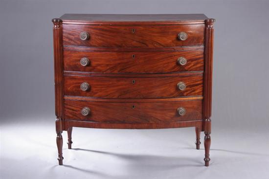 Appraisal: FEDERAL MAHOGANY BOWFRONT CHEST OF DRAWERS early th century Molded-edge