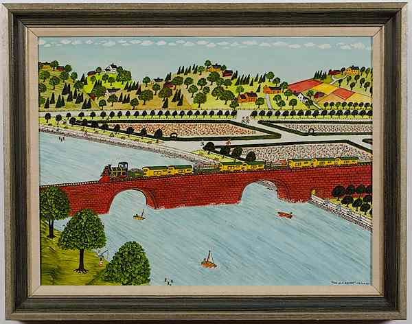 Appraisal: Michael Falco The Old Bridge Oil on Canvas Michael Falco