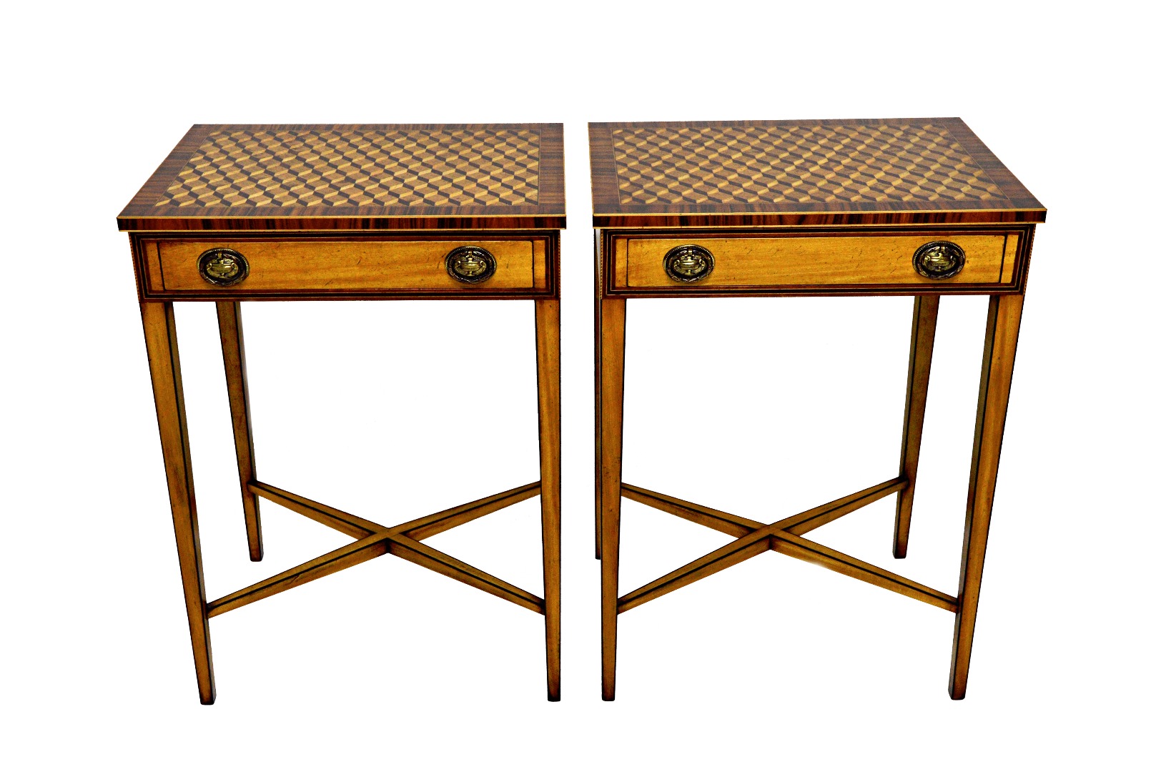 Appraisal: A pair of th century satinwood and santos rosewood parquetry