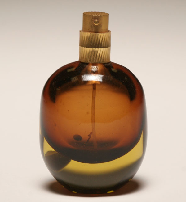 Appraisal: Seguso Murano amber sommerso art glass perfume bottle H Very