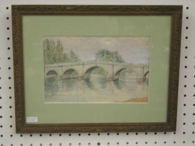 Appraisal: Victorian Watercolor of a Bridge x