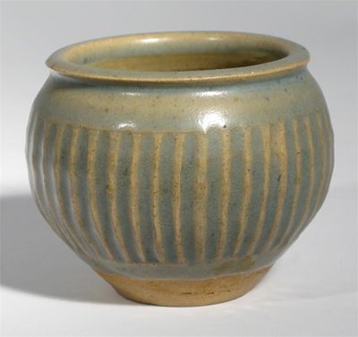 Appraisal: A Katharine Pleydell-Bouverie stoneware vase fluted form covered to the