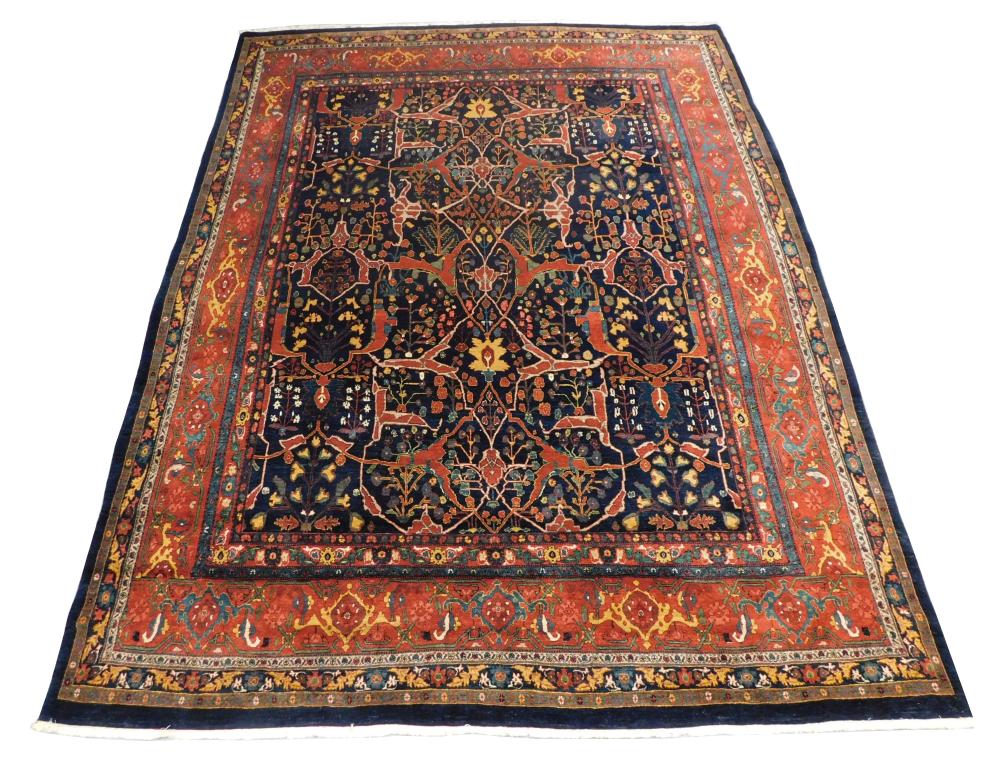 Appraisal: RUG Bidjar wool on cotton navy field with accents of