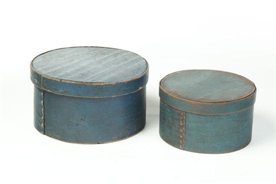 Appraisal: TWO PANTRY BOXES American nd half- th century Round bentwood