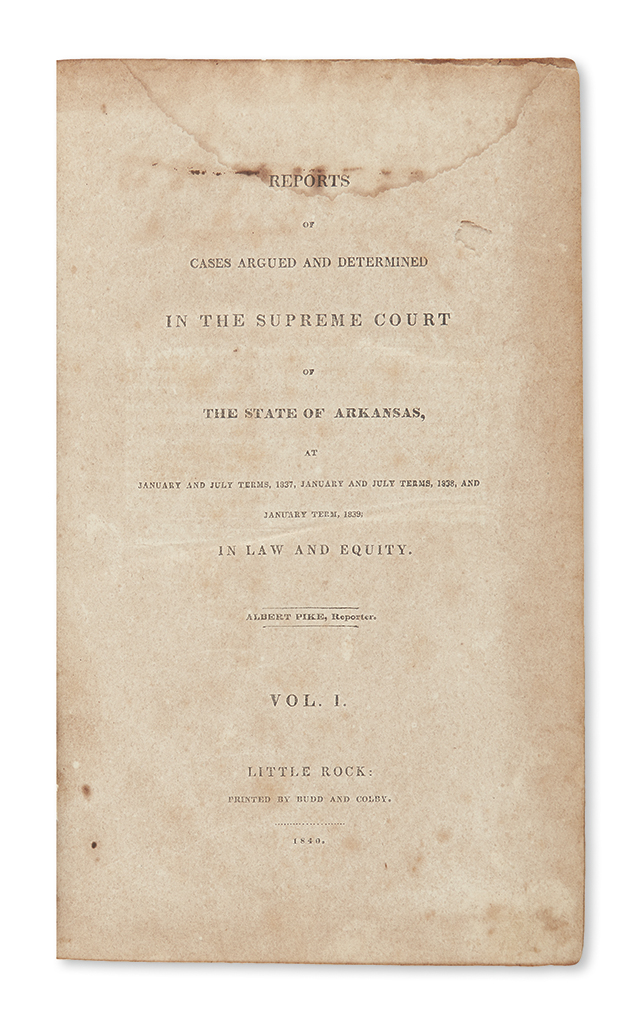 Appraisal: ARKANSAS Pike Albert reporter Reports of Cases Argued and Determined