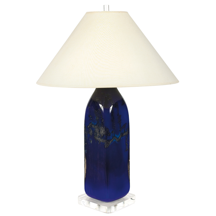 Appraisal: Kent Ipsen glass table lamp blue glass over a lucite