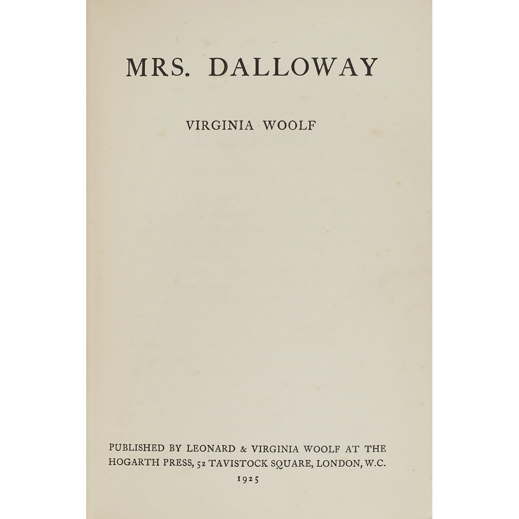 Appraisal: Woolf Virginia Mrs Dalloway London Hogarth Press First edition vo