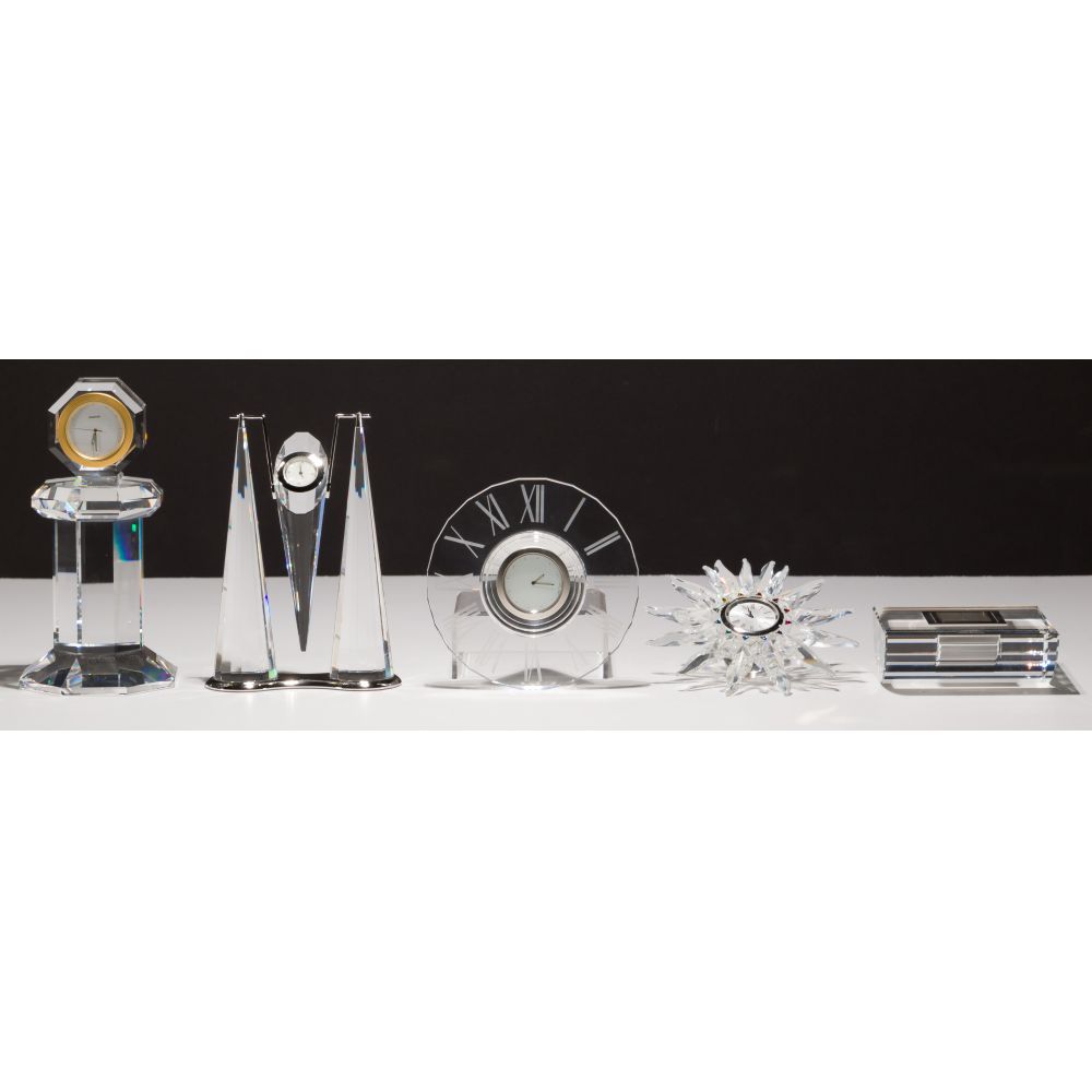 Appraisal: SWAROVSKI CRYSTAL CLOCK ASSORTMENT items including Cadance Allegra Solar Helios