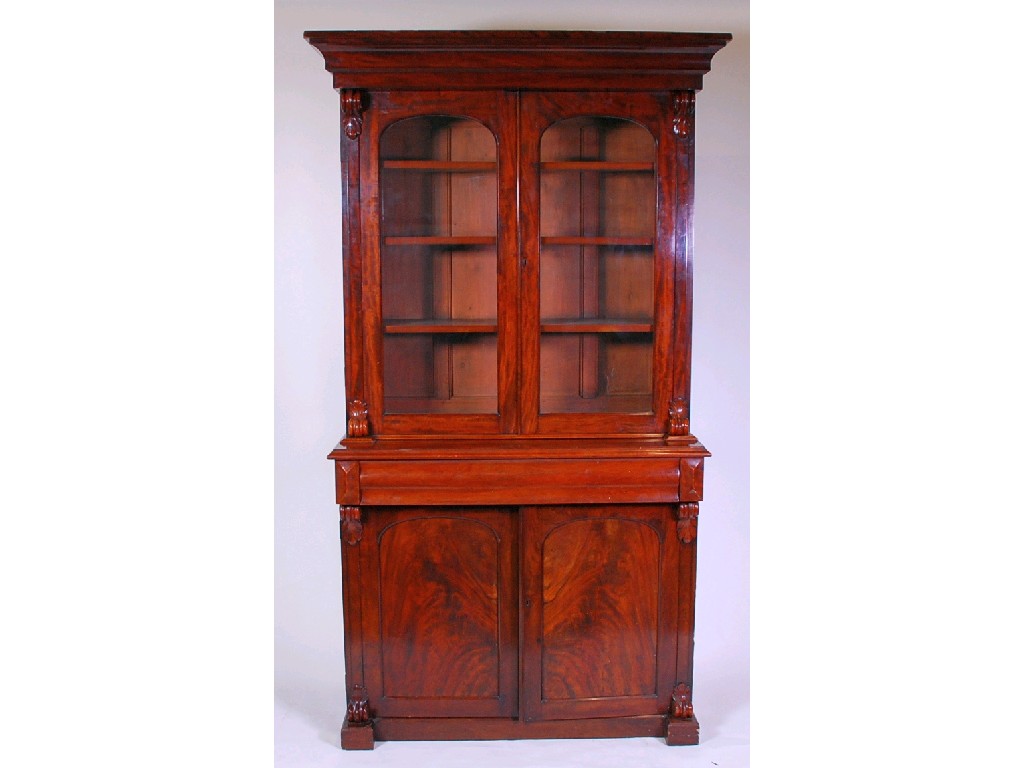 Appraisal: VICTORIAN MAHOGANY BOOKCASE THE MOULDED CORNICE ABOVE A PAIR OF