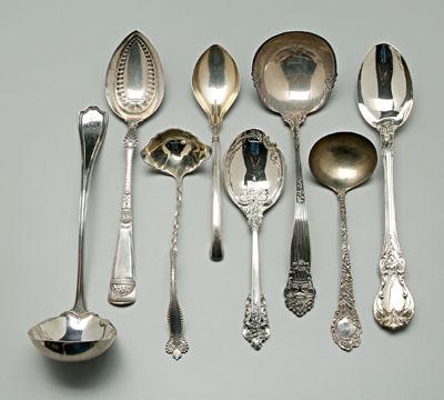 Appraisal: Eight large silver serving pieces ladles stuffing spoons serving pieces