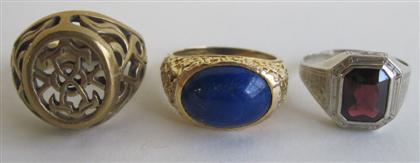 Appraisal: Collection of three ringsComprising k with lapis k Eastern filigree