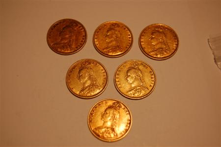 Appraisal: A group of old head Victorian half sovereigns comprising and