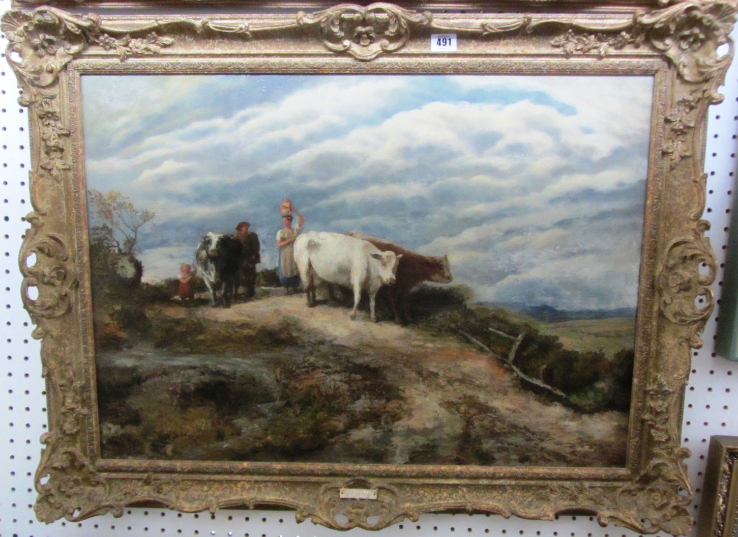 Appraisal: Follower of John Linnell Cattle and drovers in a landscape