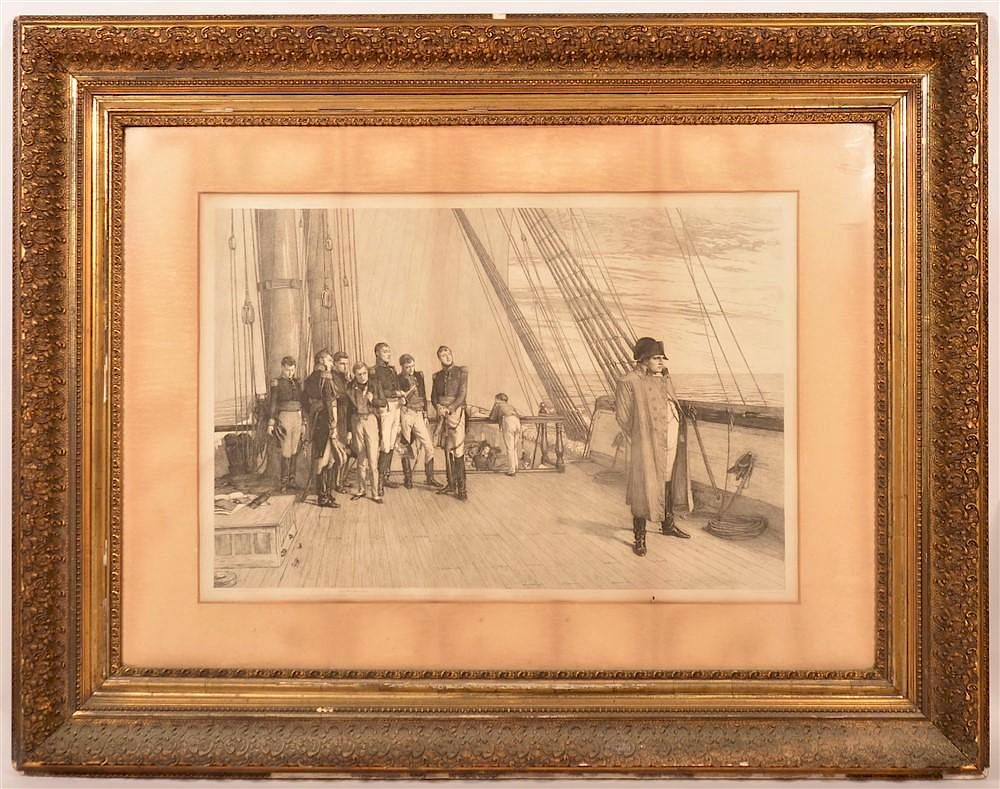 Appraisal: Etched Print of Napoleon on board the Bellerophon Etched Print