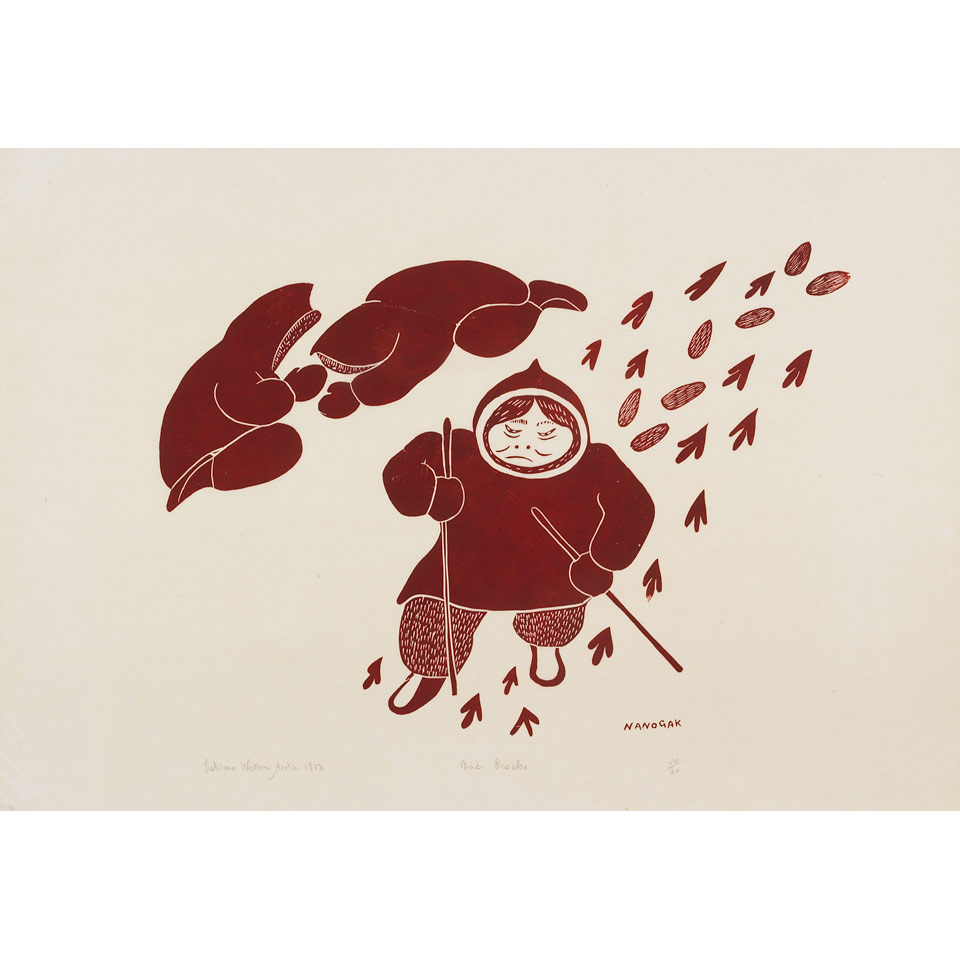 Appraisal: AGNES NANOGAK - W - Holman BIRD TRACKS stonecut unframed