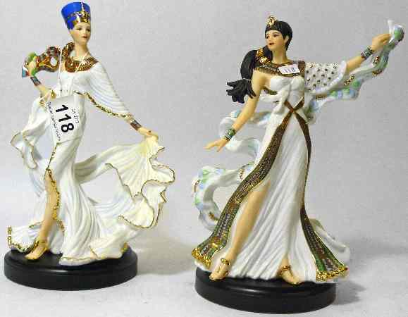 Appraisal: Porcelain Figures from the Danbury Mint Tutankhamun's Princess and Nefertiti