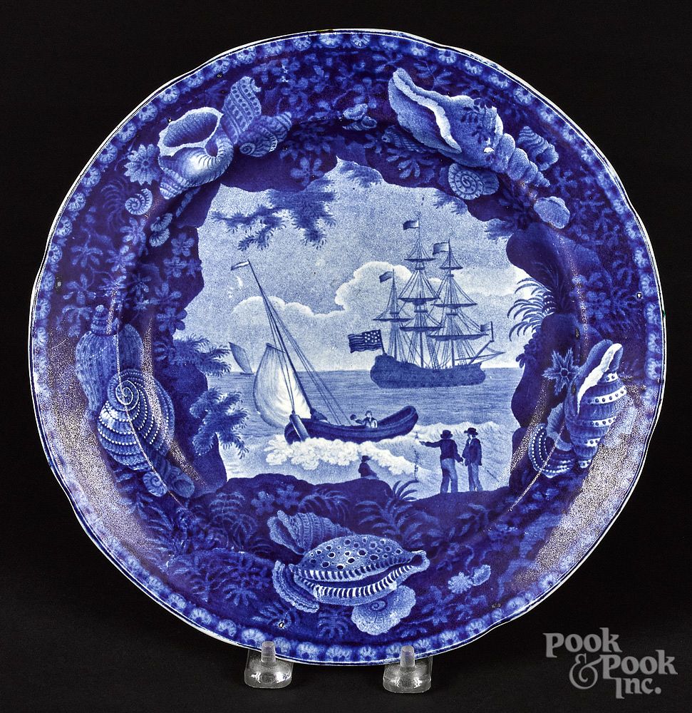 Appraisal: Historical blue Staffordshire Cadmus plate Historical blue Staffordshire Cadmus plate